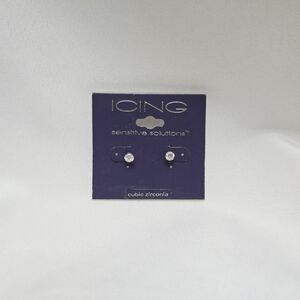 Icing Sensitive Solutions Cubic Zirconia Stud Earrings Silver Tone Crystal Clear